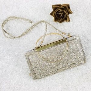 NWOT Gold-Silver Glitter Clutch / Shoulder Bag